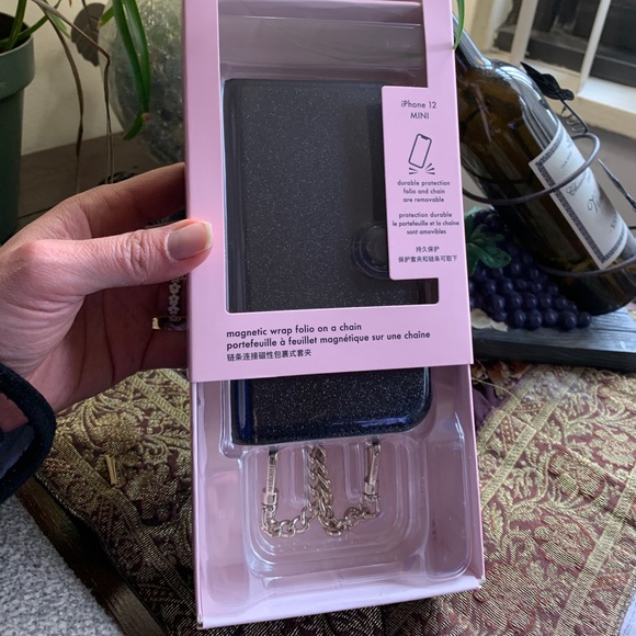 Kate Spade Glitter iPhone 12 mini removable magnetic case/card snap Crosby - Picture 9 of 16